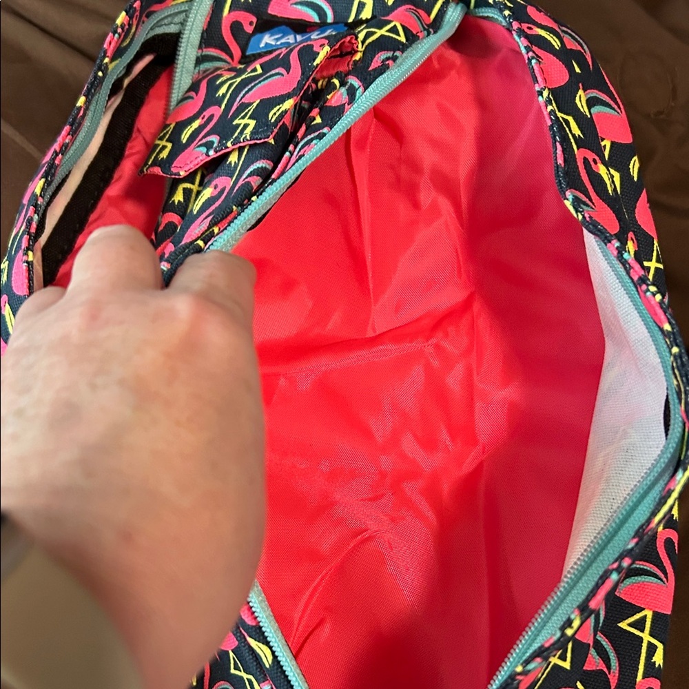 Kavu Flamingo Pattern Rope Bag - Pink, Yellow & Black - Picture 7 of 7